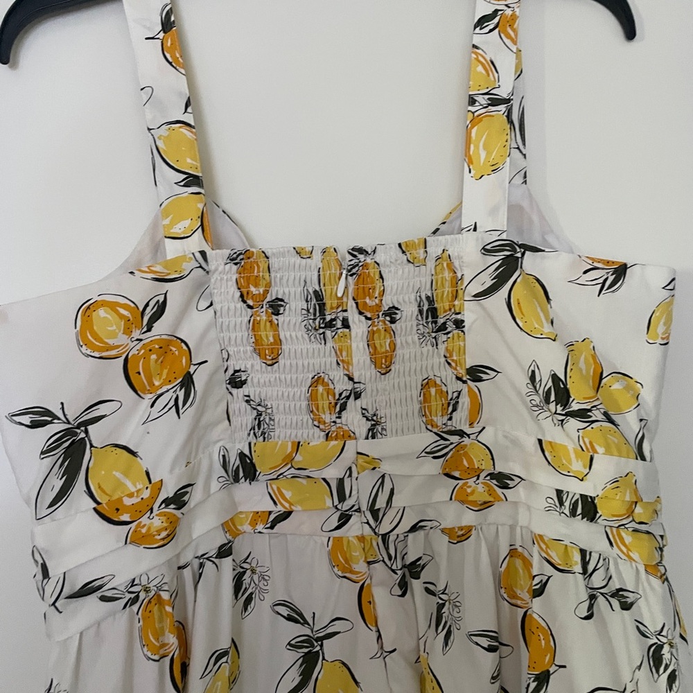 White Lemon Print Midi Dress - Yellow Floral Sundress - Picture 4 of 6
